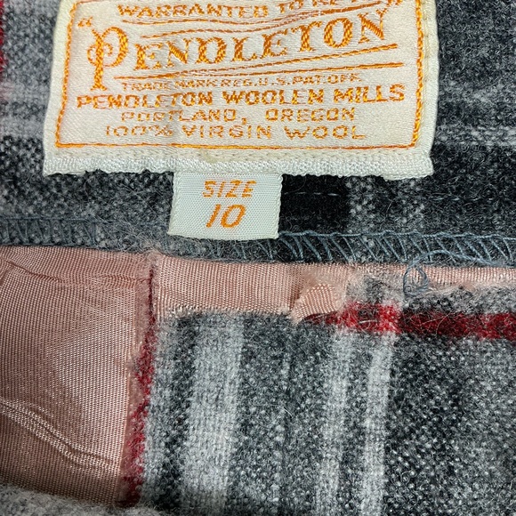 Vintage Pendleton 1960s turnabout gray and red plaid wool skirt USA made XS - Picture 3 of 6